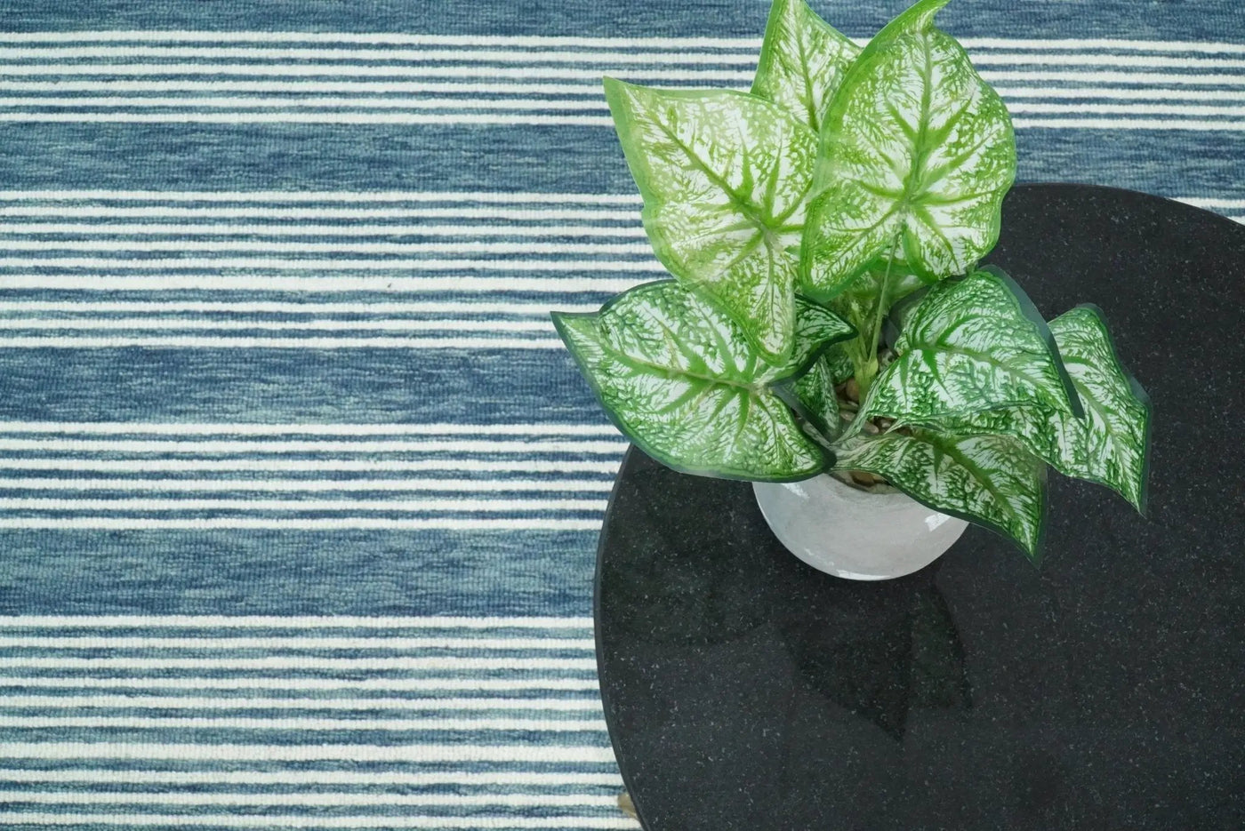 Blue Modern Stripes Pattern Hand Tufted Wool Area Rug by The Rug Decor