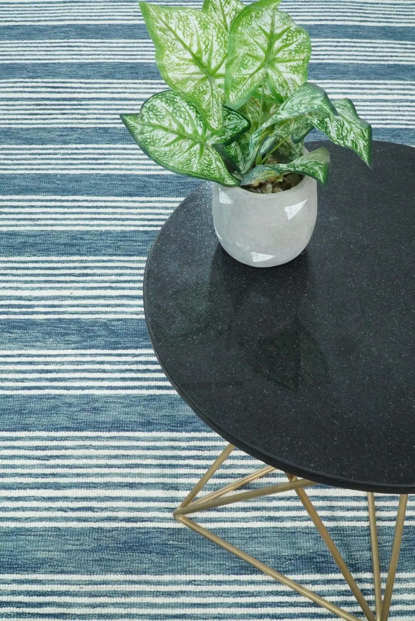 Blue Modern Stripes Pattern Hand Tufted Wool Area Rug by The Rug Decor