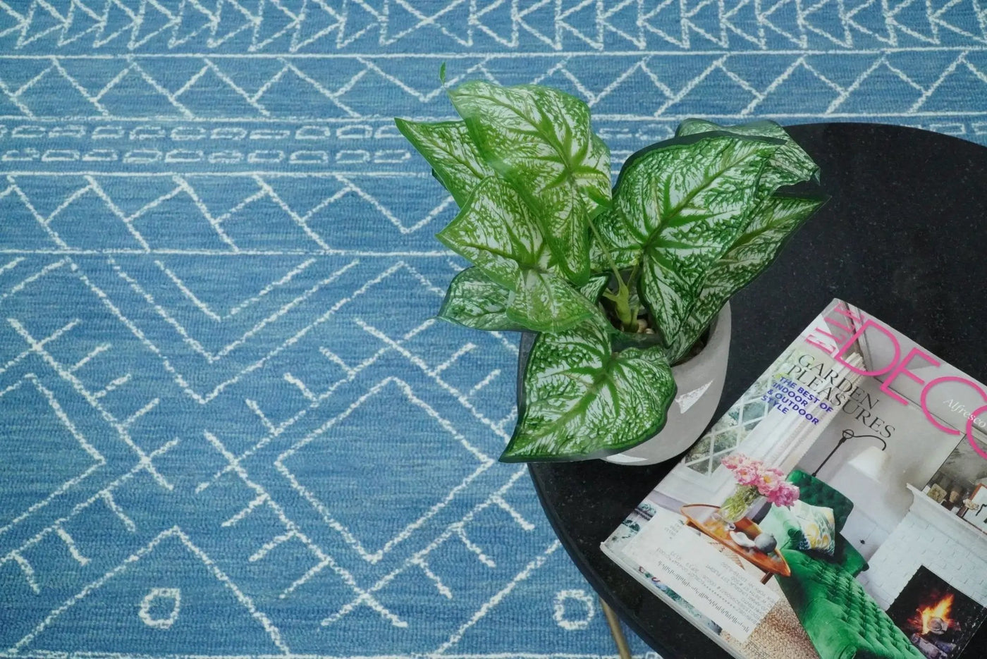 Blue Modern Contemporary Hand Tufted Wool Area Rug by The Rug Decor