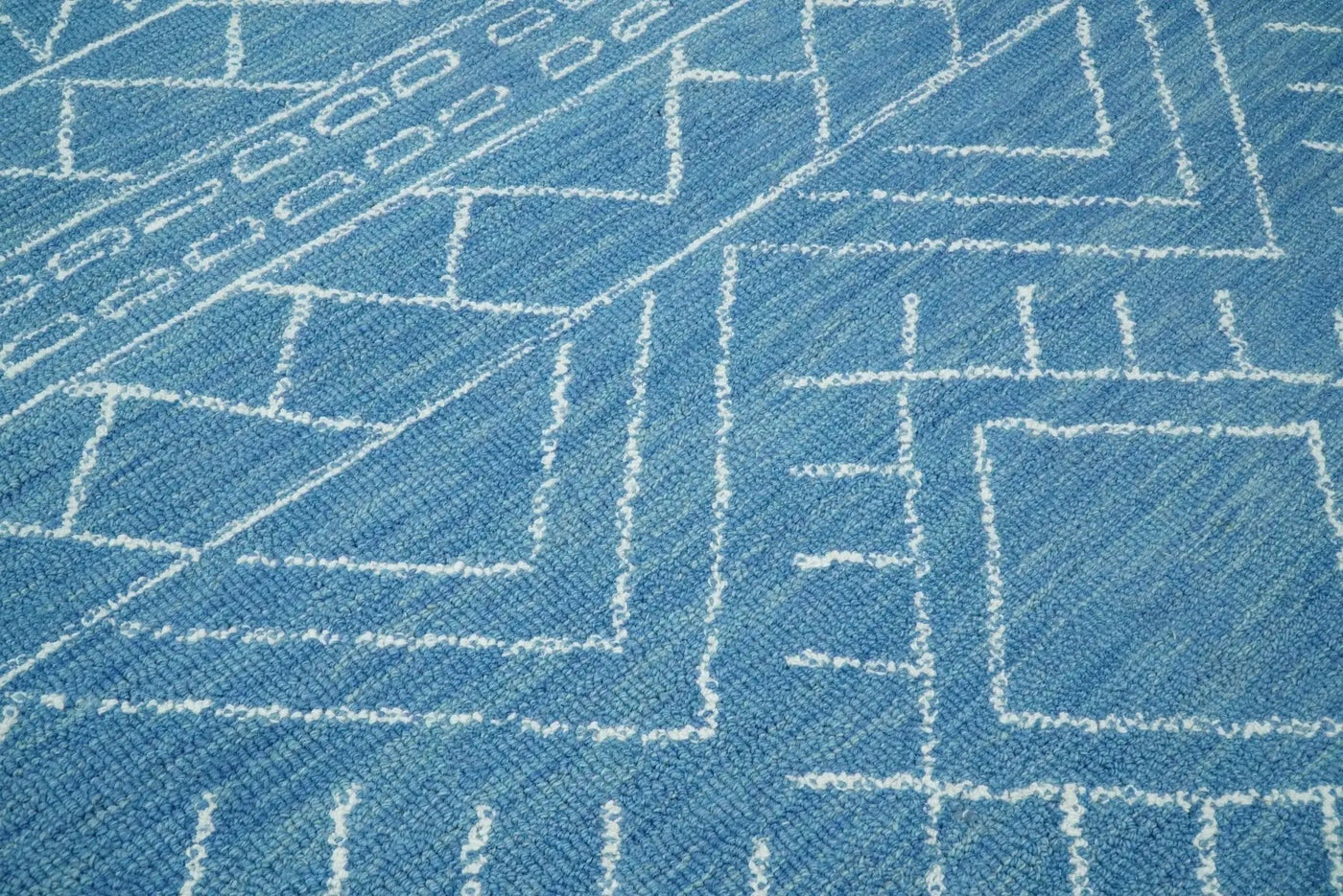Blue Modern Contemporary Hand Tufted Wool Area Rug by The Rug Decor