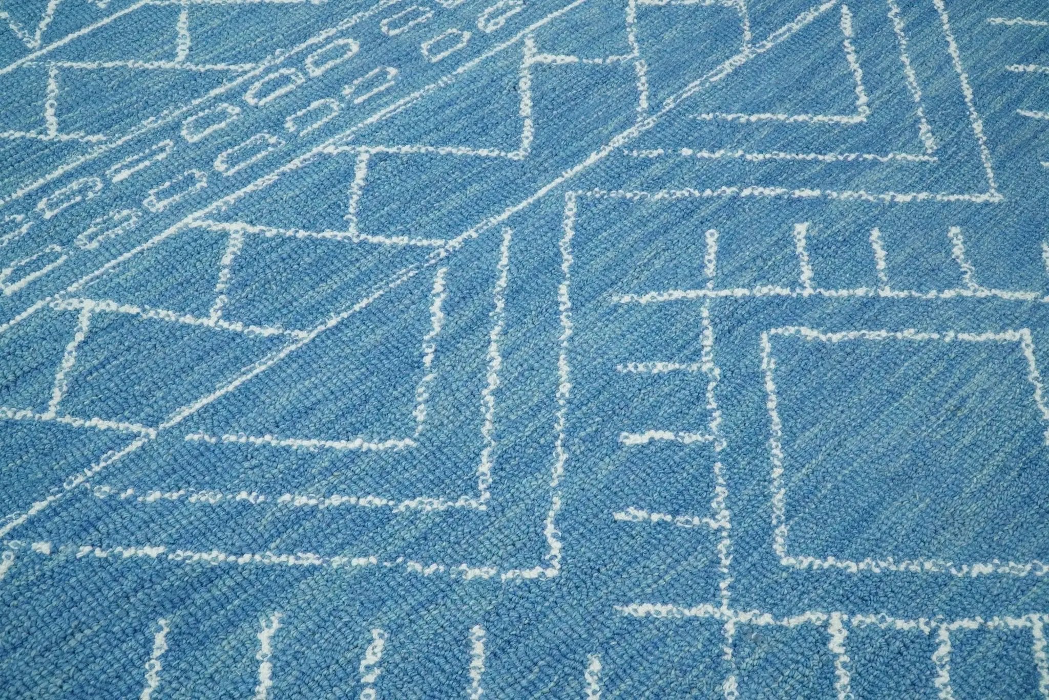 Blue Modern Contemporary Hand Tufted Wool Area Rug by The Rug Decor