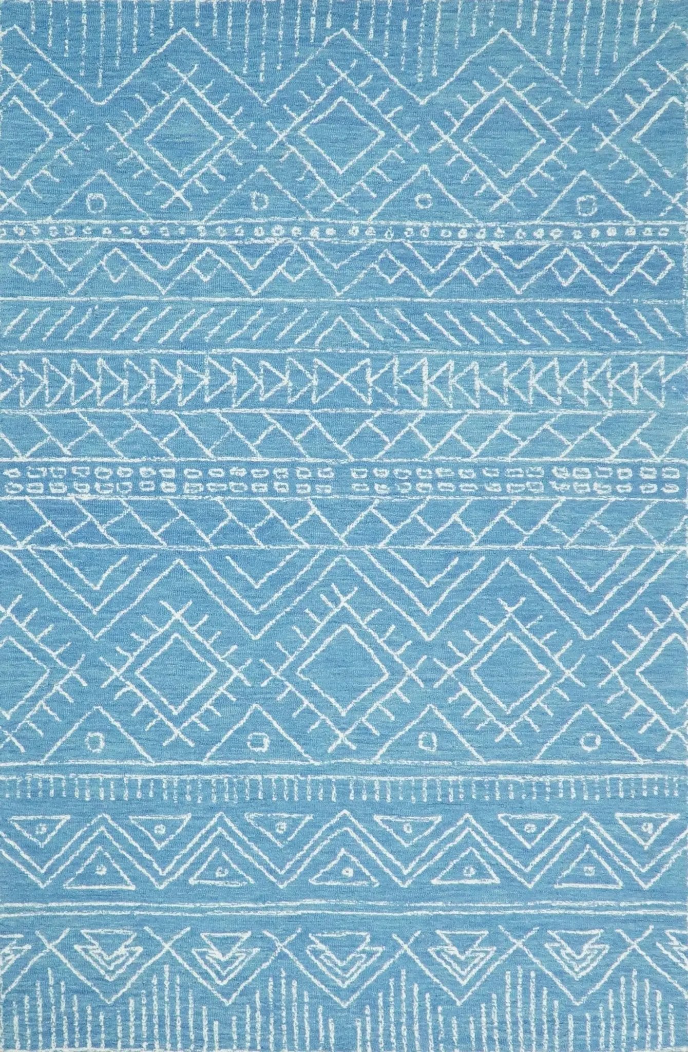 Blue Modern Contemporary Hand Tufted Wool Area Rug by The Rug Decor