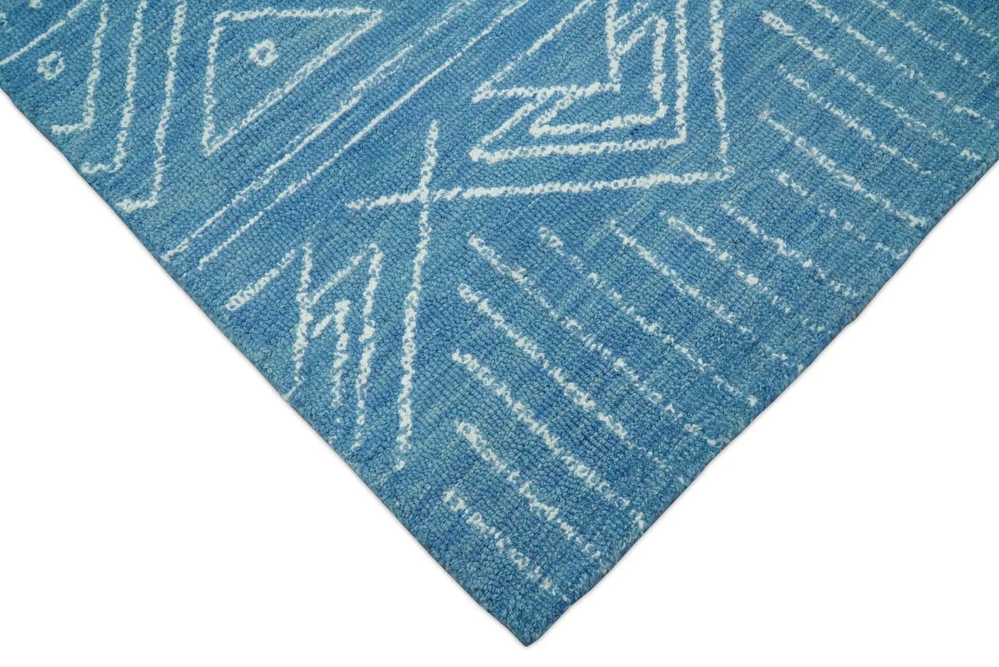 Blue Modern Contemporary Hand Tufted Wool Area Rug by The Rug Decor