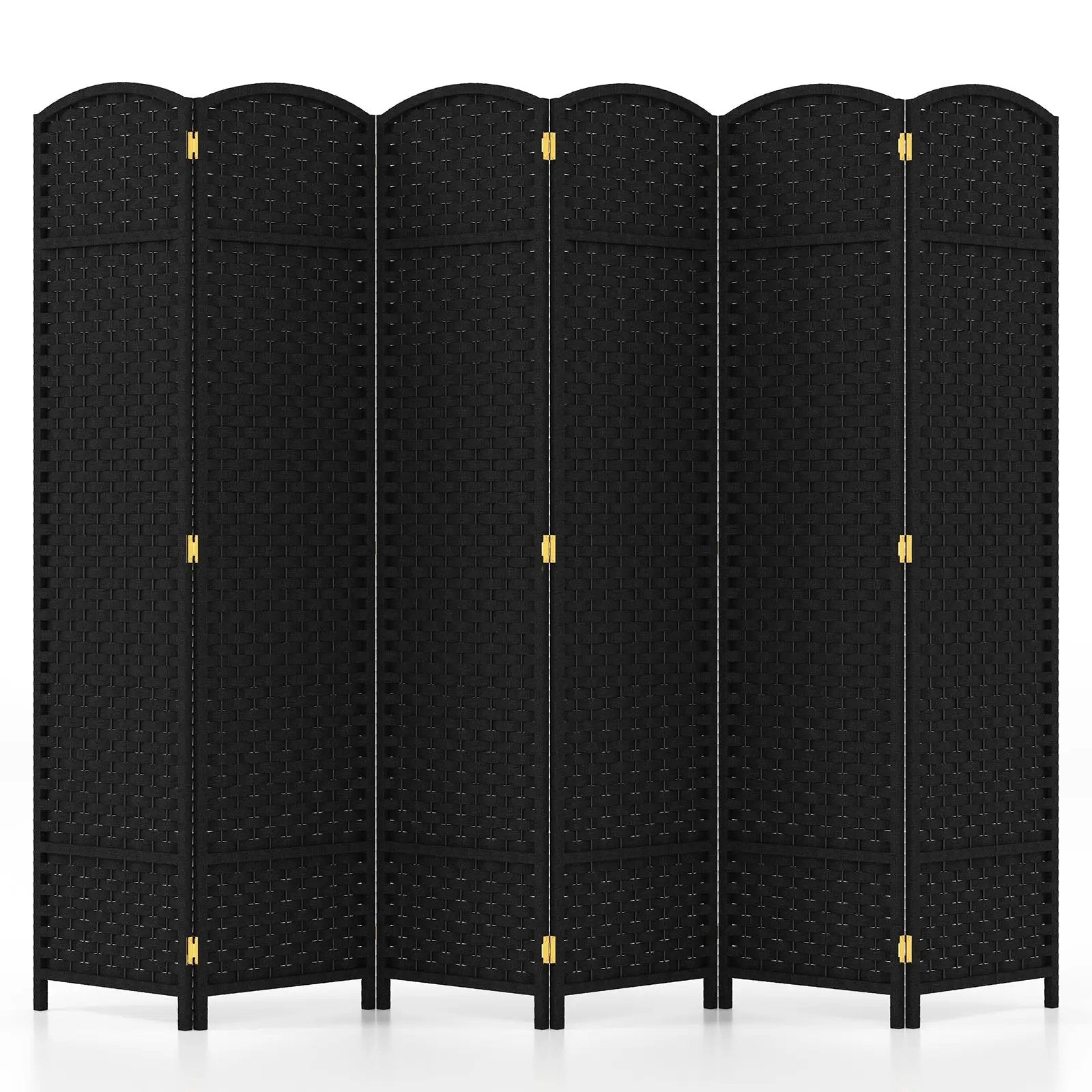 6-Panel Room Divider 5.6 FT Tall Folding Privacy Screen with Hand-woven Texture by DirectDeals