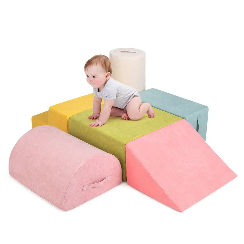 6-Piece Baby Climbing Blocks with 30D High-Density Foam and Carrying Handles by DirectDeals