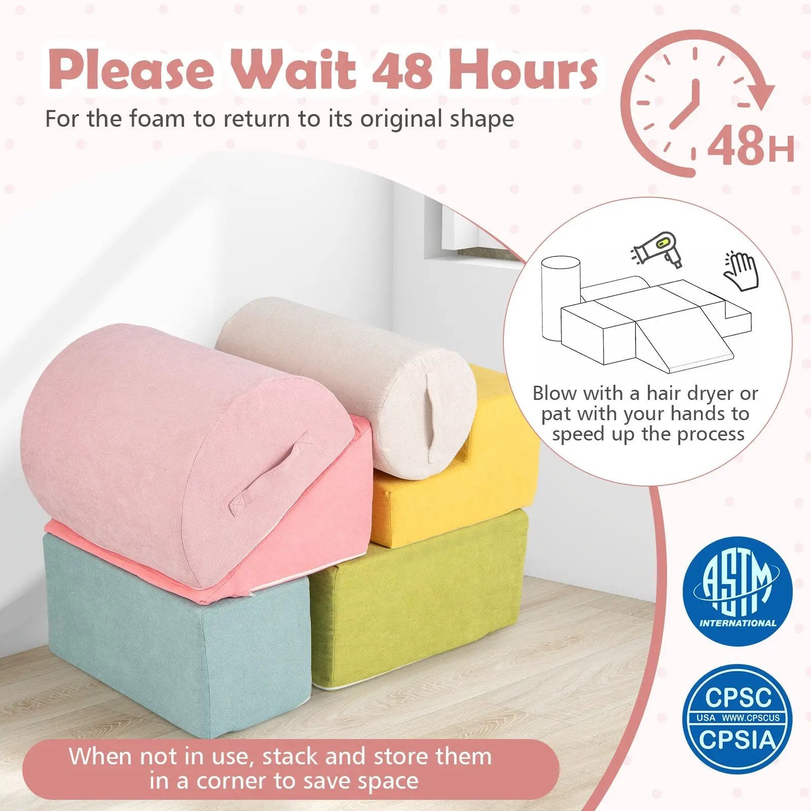 6-Piece Baby Climbing Blocks with 30D High-Density Foam and Carrying Handles by DirectDeals