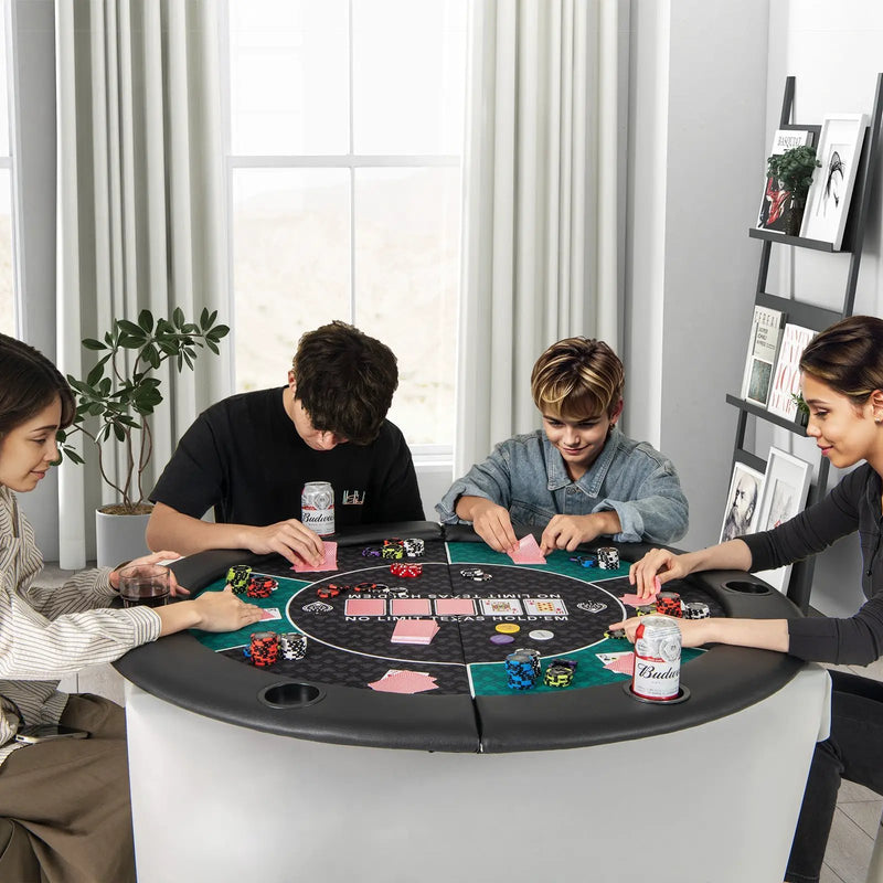 Portable 48 Inch 6-Player Foldable Poker Table Top Round Game Mat-Green by DirectDeals