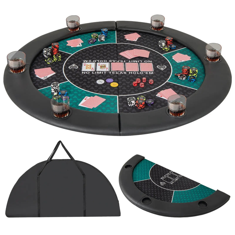 Portable 48 Inch 6-Player Foldable Poker Table Top Round Game Mat-Green by DirectDeals