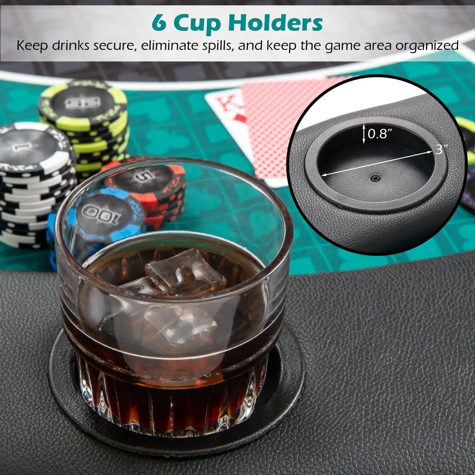 Portable 48 Inch 6-Player Foldable Poker Table Top Round Game Mat-Green by DirectDeals