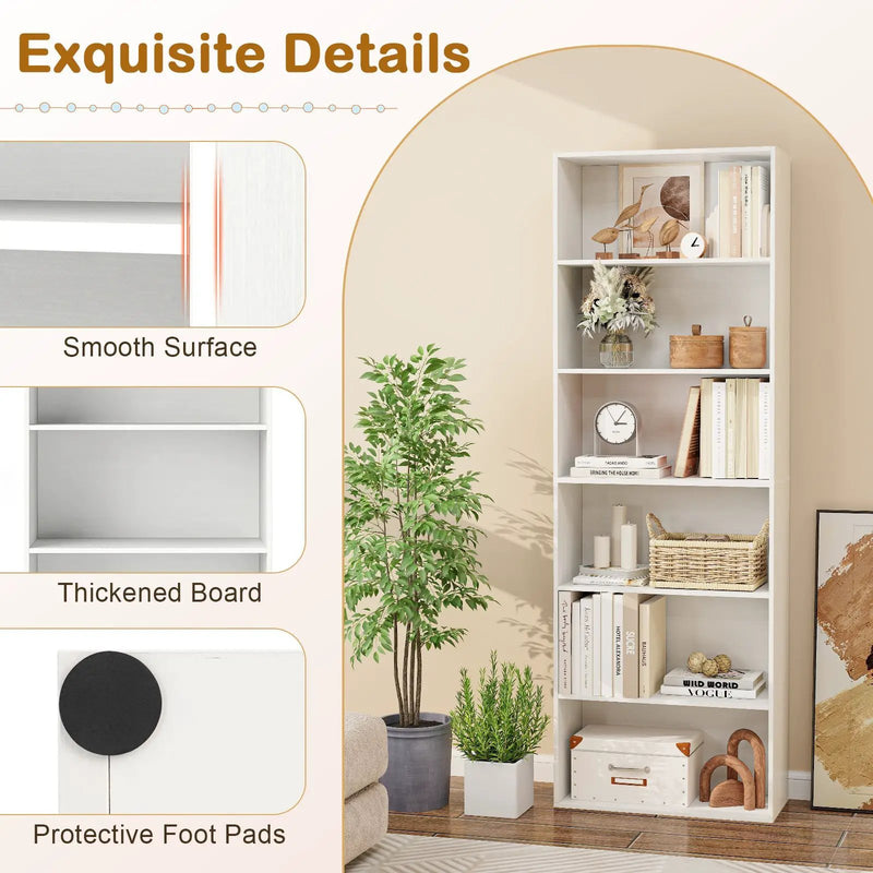 6-Tier Bookcase with 6 Open Shelves and Anti-Toppling Kits by DirectDeals
