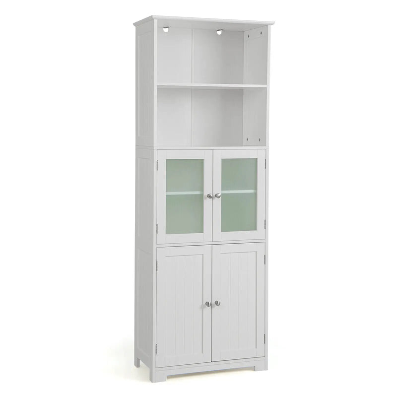 6-Tier Freestanding Bathroom Cabinet with 2 Open Compartments and Adjustable Shelves by DirectDeals