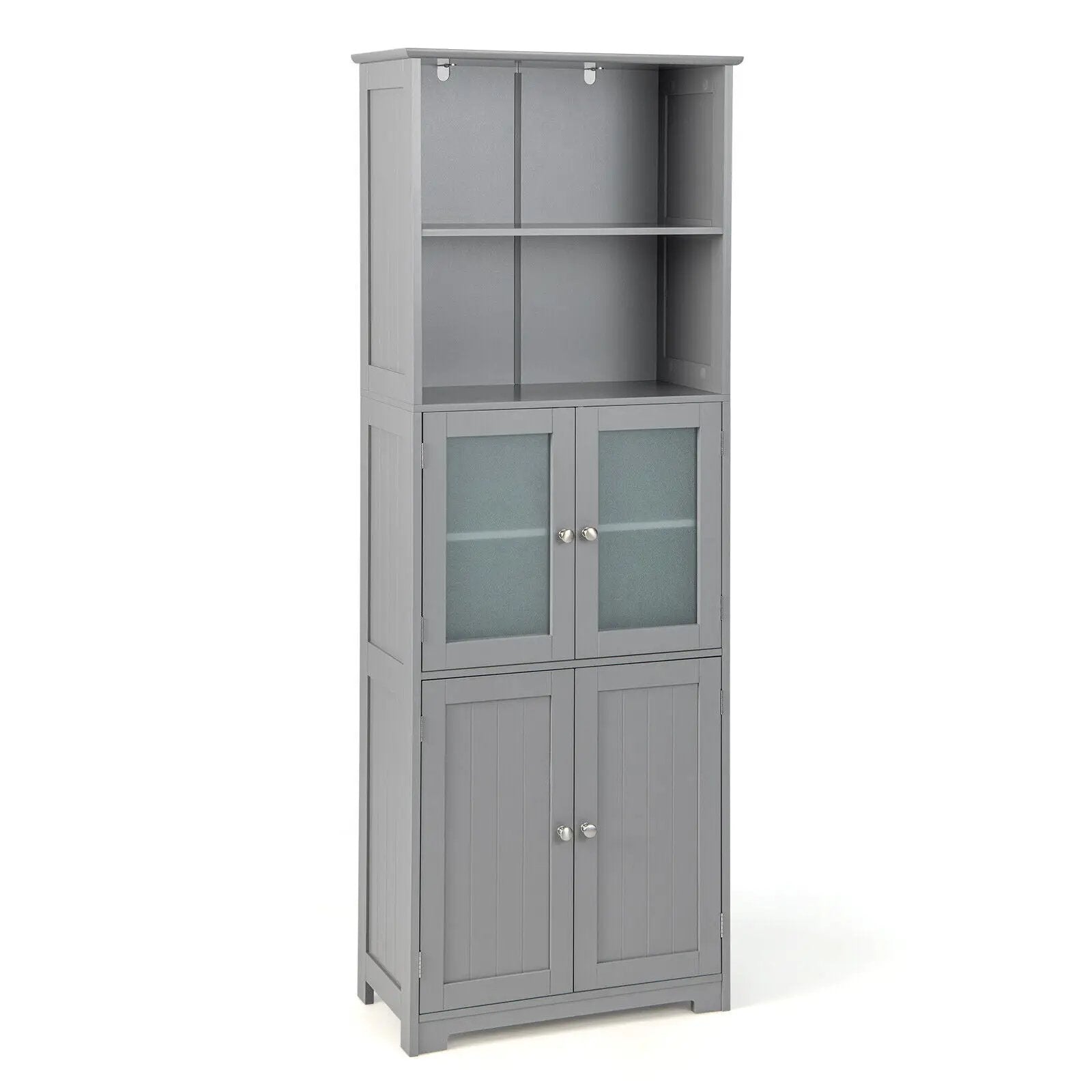 6-Tier Freestanding Bathroom Cabinet with 2 Open Compartments and Adjustable Shelves by DirectDeals