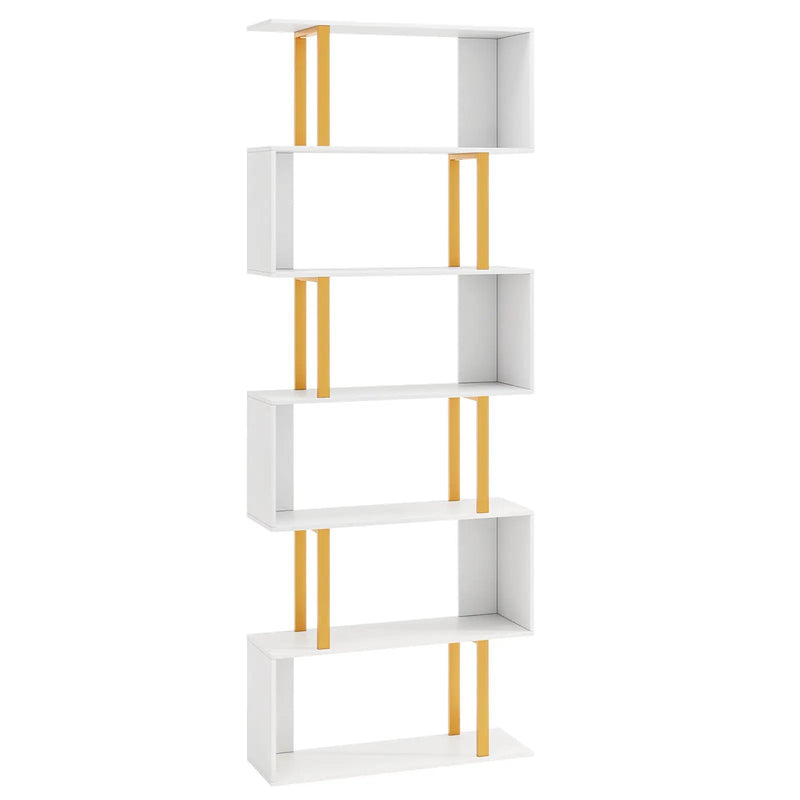 5-Tier/6-Tier Geometric Bookcase with Metal Frame and Anti-tipping Kits by DirectDeals