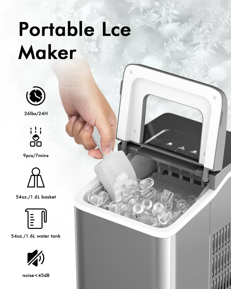 Portable Countertop Ice Maker Machine with Scoop-Silver by DirectDeals