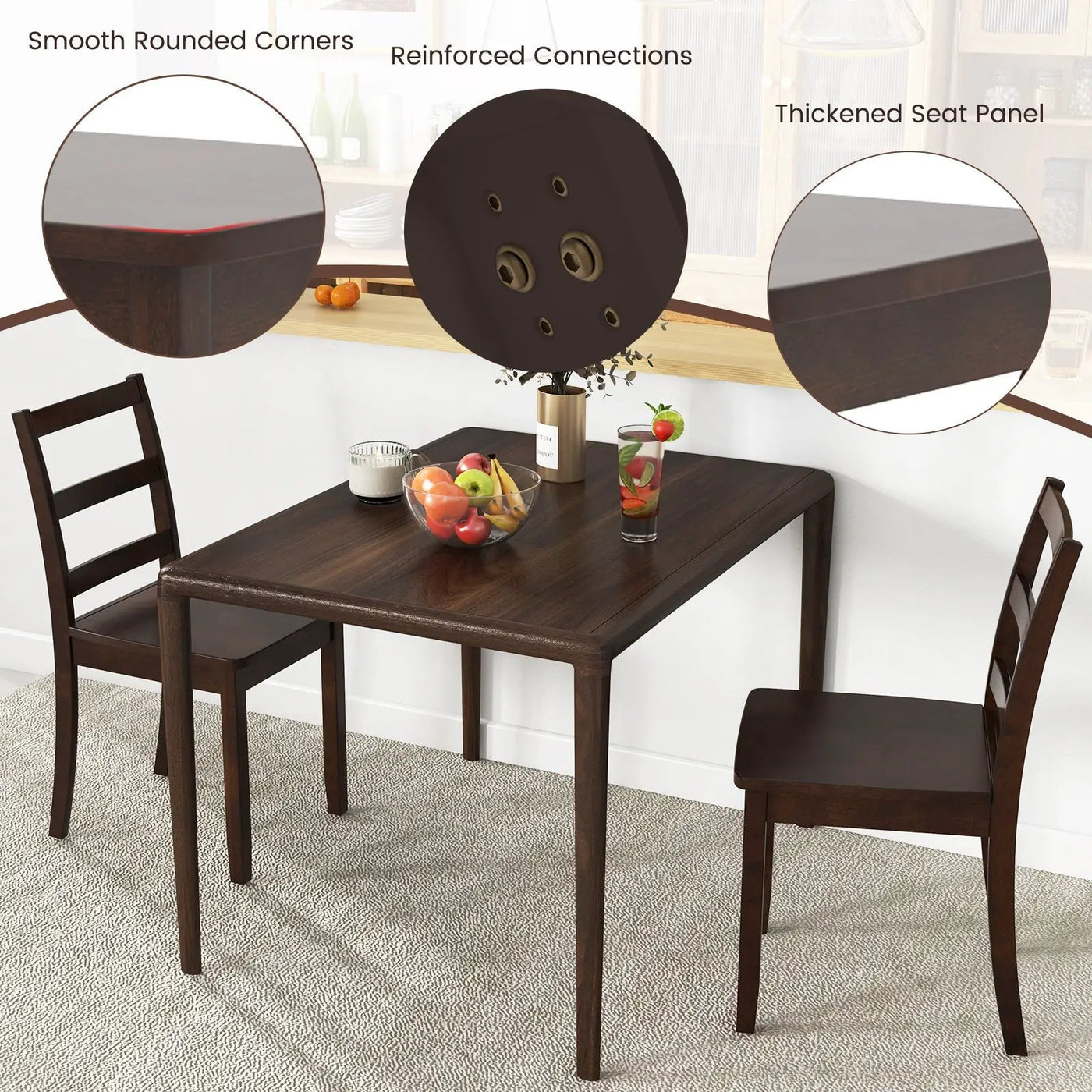 Set of 2 Wood Dining Chairs with Solid Rubber Wood Legs by DirectDeals