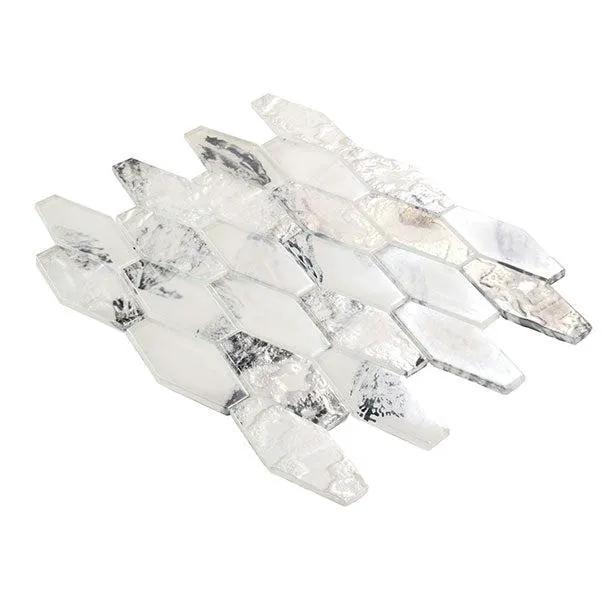 White 11x12 Matte Elongated Hexagon Glass Mosaic Tile (10 pack, 8.6 sq ft/case) by Apollo Tile