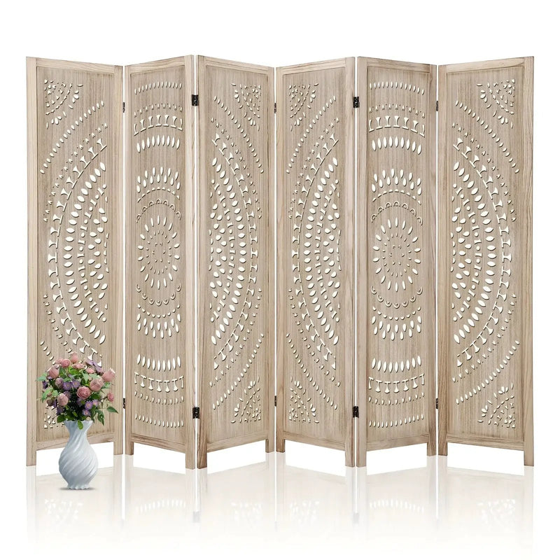 6-panel Wooden Room Divider, Privacy Screen Wooden Room Divider, Carved Room Divider Board, Free Assembly Freestanding Partition, Suitable for Home Office, Dining Room And Bedroom (natural Color) 40*11*170cm, Office Divider, by House Of Avana