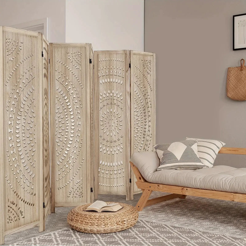 6-panel Wooden Room Divider, Privacy Screen Wooden Room Divider, Carved Room Divider Board, Free Assembly Freestanding Partition, Suitable for Home Office, Dining Room And Bedroom (natural Color) 40*11*170cm, Office Divider, by House Of Avana