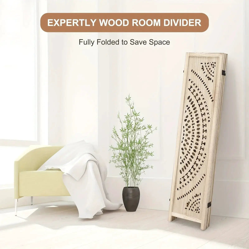 6-panel Wooden Room Divider, Privacy Screen Wooden Room Divider, Carved Room Divider Board, Free Assembly Freestanding Partition, Suitable for Home Office, Dining Room And Bedroom (natural Color) 40*11*170cm, Office Divider, by House Of Avana