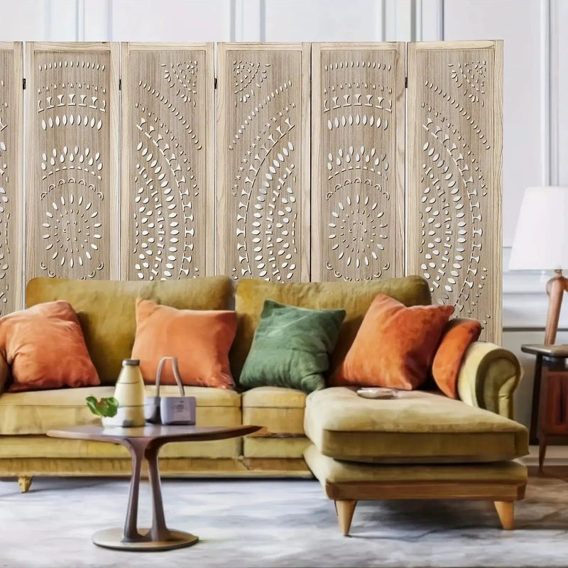 6-panel Wooden Room Divider, Privacy Screen Wooden Room Divider, Carved Room Divider Board, Free Assembly Freestanding Partition, Suitable for Home Office, Dining Room And Bedroom (natural Color) 40*11*170cm, Office Divider, by House Of Avana