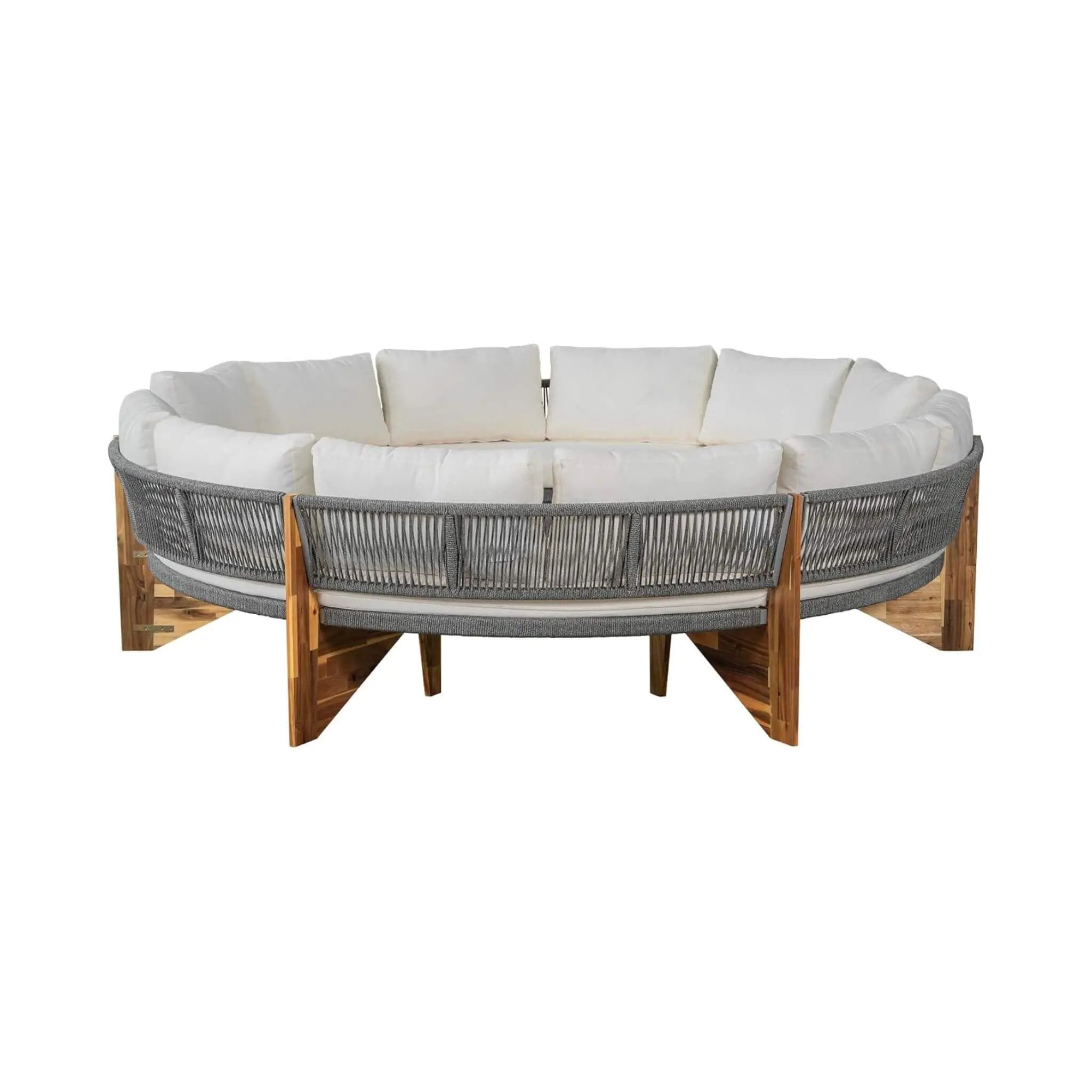 Alora 6-Person Half Moon Beige Patio Sectional Set With Cushions And Table (SAK61928) by SAKSBY WHOLESALE