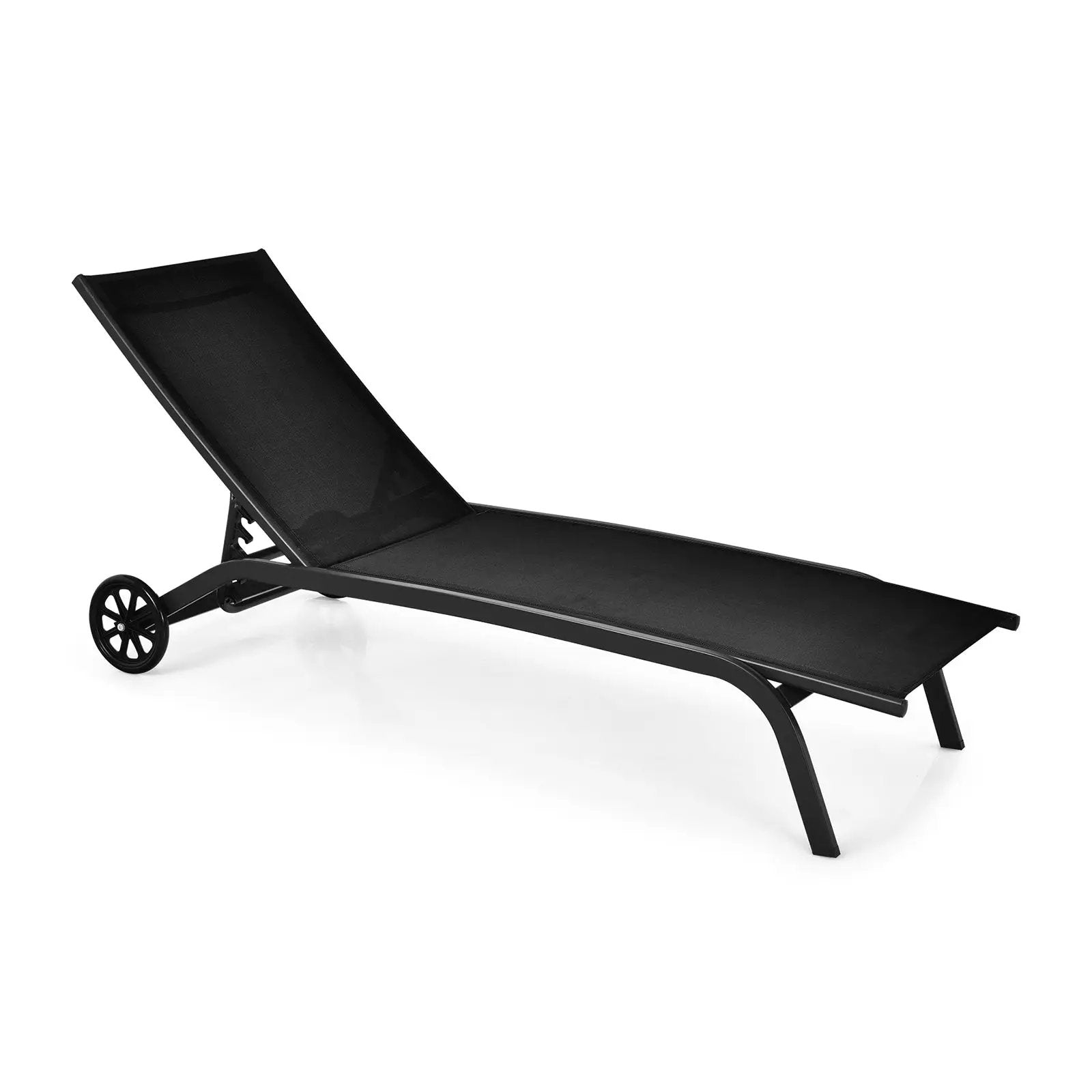 6-Poisition Adjustable Outdoor Chaise Recliner with Wheels by DirectDeals