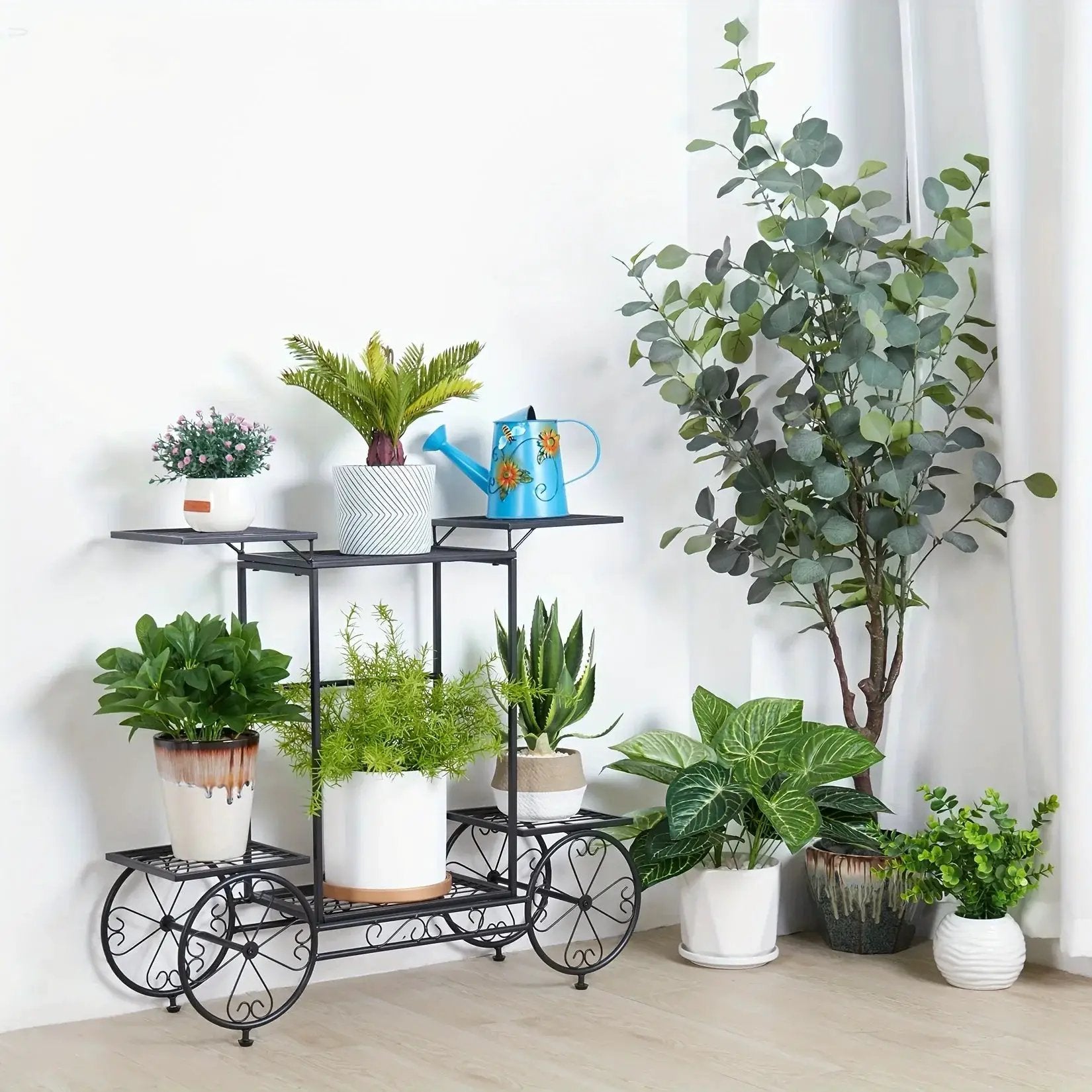 6-Tier Metal Garden Cart Plant Stand Iron Flower Display Rack by House Of Avana