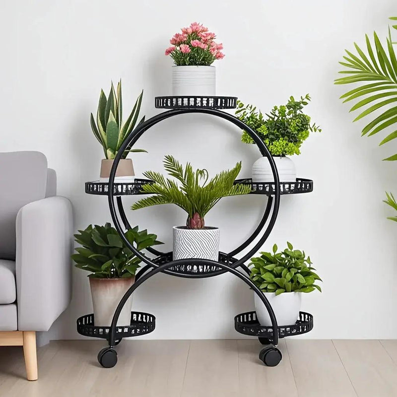 6-Tier Metal Plant Stand Garden Cart with Wheels for Patio and Balcony by House Of Avana
