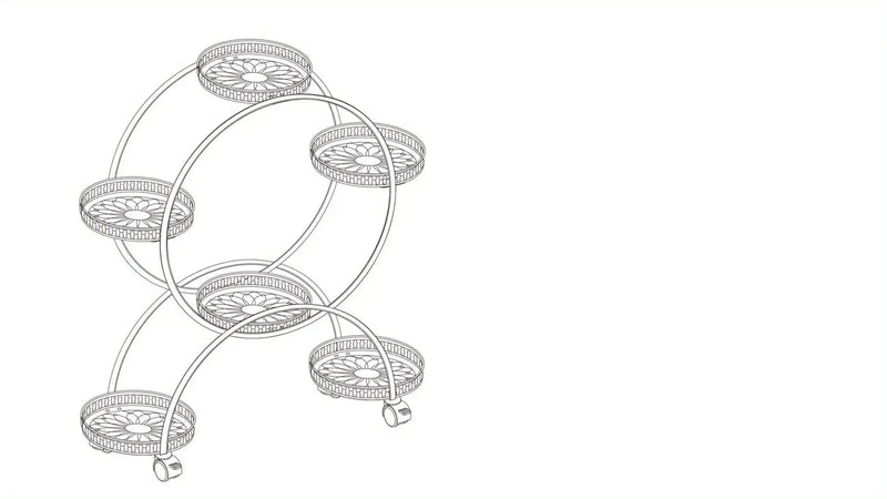 6-Tier Metal Plant Stand Garden Cart with Wheels for Patio and Balcony by House Of Avana