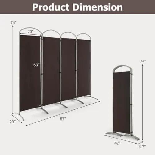 6.2Ft Folding 4-Panel Room Divider for Home Office Living Room, photo 5 of 11