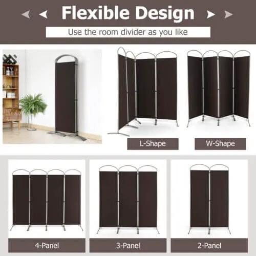 6.2Ft Folding 4-Panel Room Divider for Home Office Living Room, photo 8 of 11