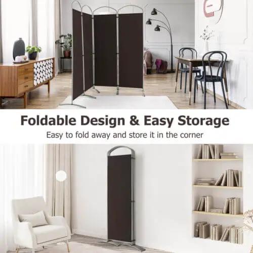 6.2Ft Folding 4-Panel Room Divider for Home Office Living Room by DirectDeals
