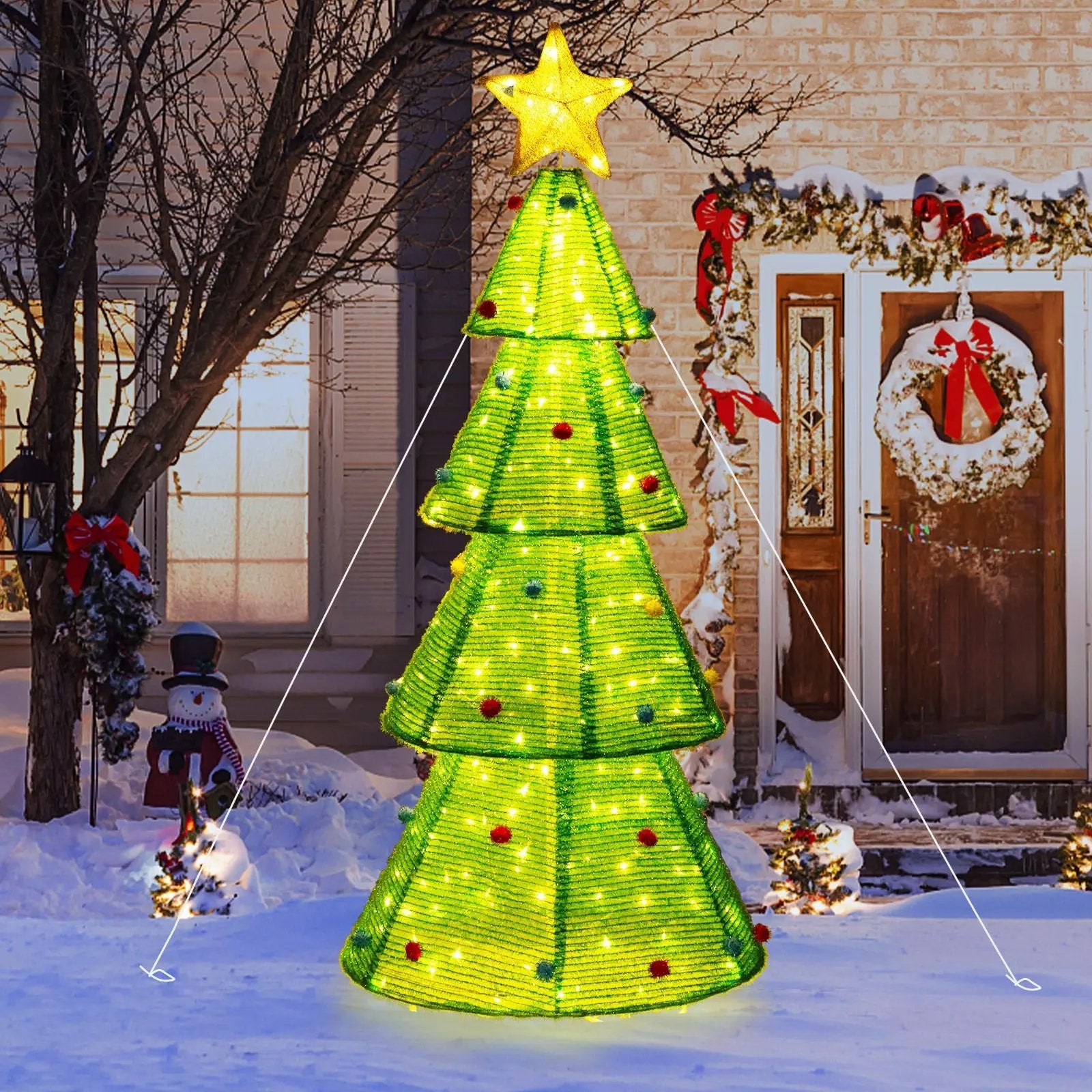 6.2 Feet Collapsible Christmas Tree with 200 Built-in LED Lights and Top Star Decoration by DirectDeals