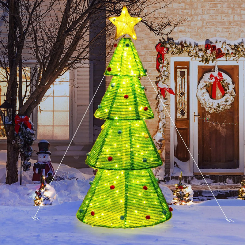 6.2 Feet Collapsible Christmas Tree with 200 Built-in LED Lights and Top Star Decoration by DirectDeals