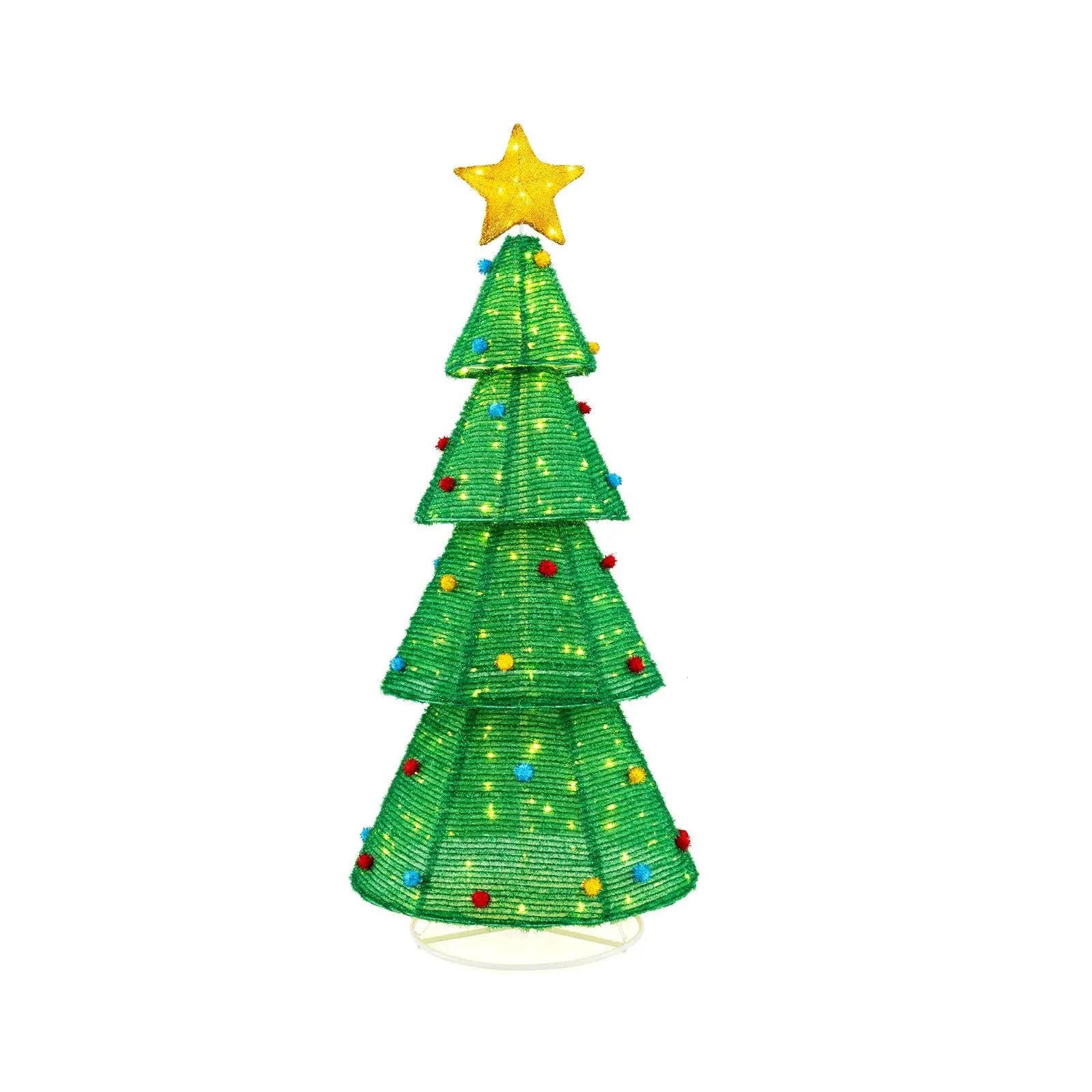 6.2 Feet Collapsible Christmas Tree with 200 Built-in LED Lights and Top Star Decoration by DirectDeals