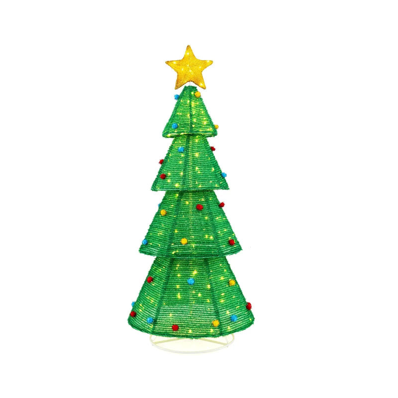 6.2 Feet Collapsible Christmas Tree with 200 Built-in LED Lights and Top Star Decoration by DirectDeals