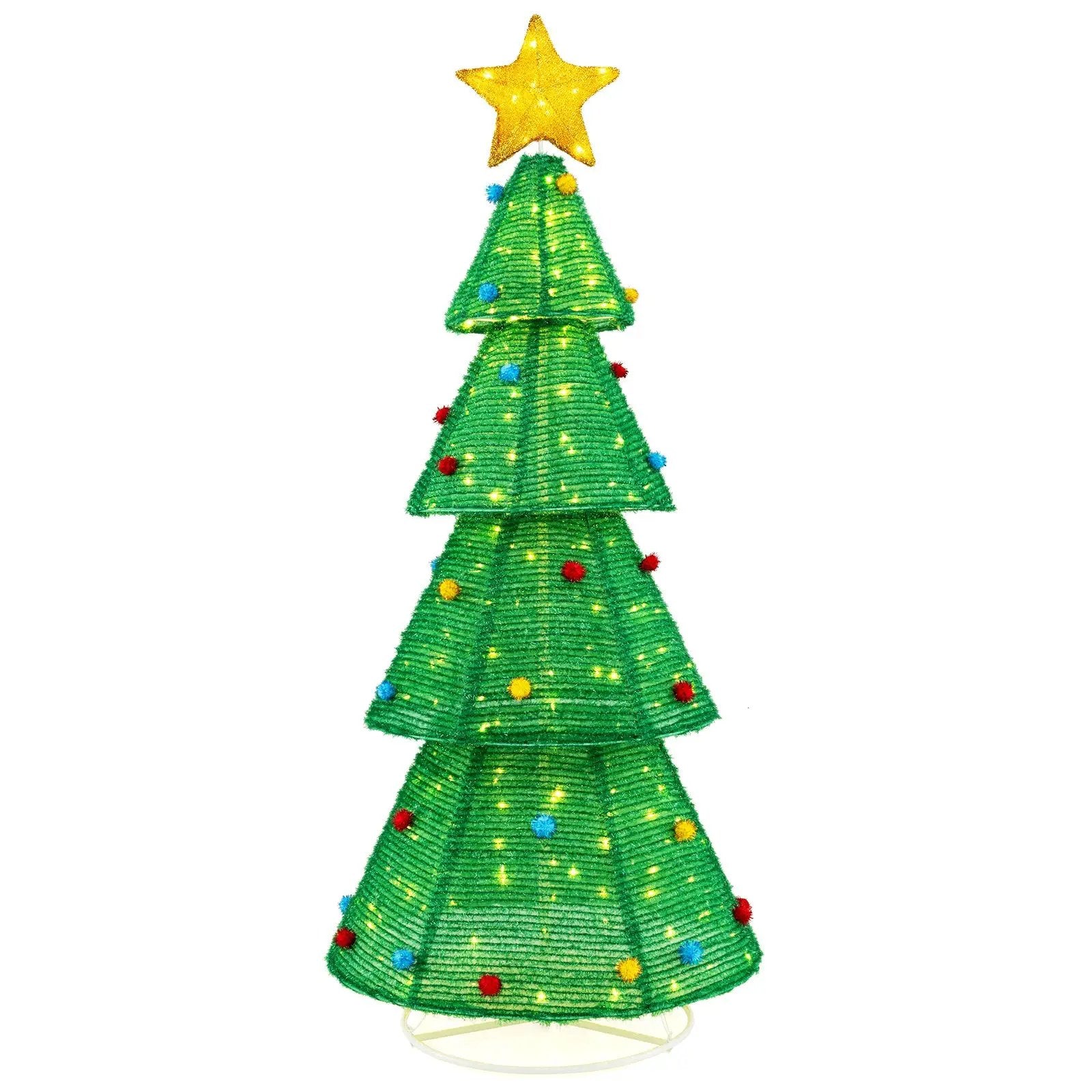 6.2 Feet Collapsible Christmas Tree with 200 Built-in LED Lights and Top Star Decoration by DirectDeals