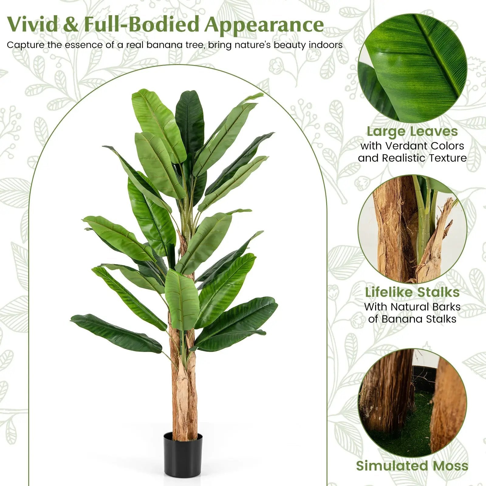 5.5/6.5 Feet Tall Artificial Banana Tree with 10/27 Large Leaves by DirectDeals