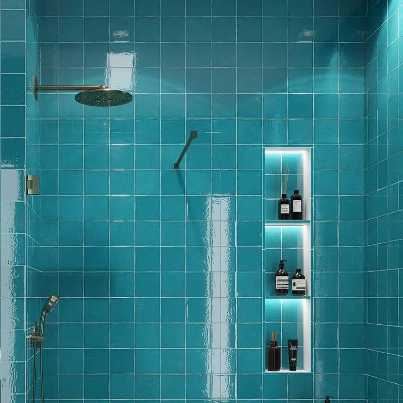 Turquoise Blue 6x6 Glossy Square Porcelain Tile (19 pack, 4.65 sq ft/case) by Apollo Tile