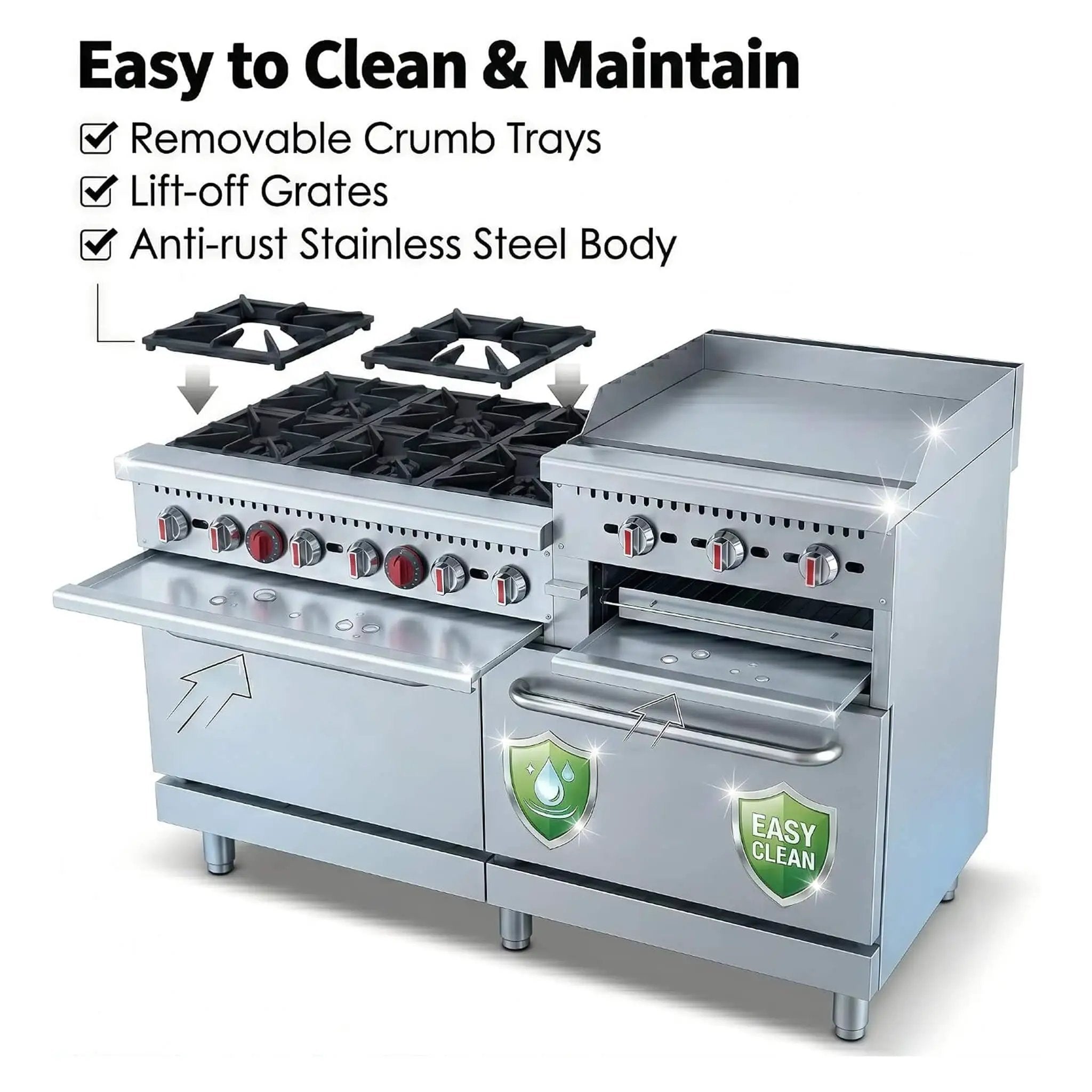 60-Inch Commercial 6-Burner 276K BTU Gas Range With Dual Ovens, Griddle And Salamander (SAK56914) by SAKSBY WHOLESALE