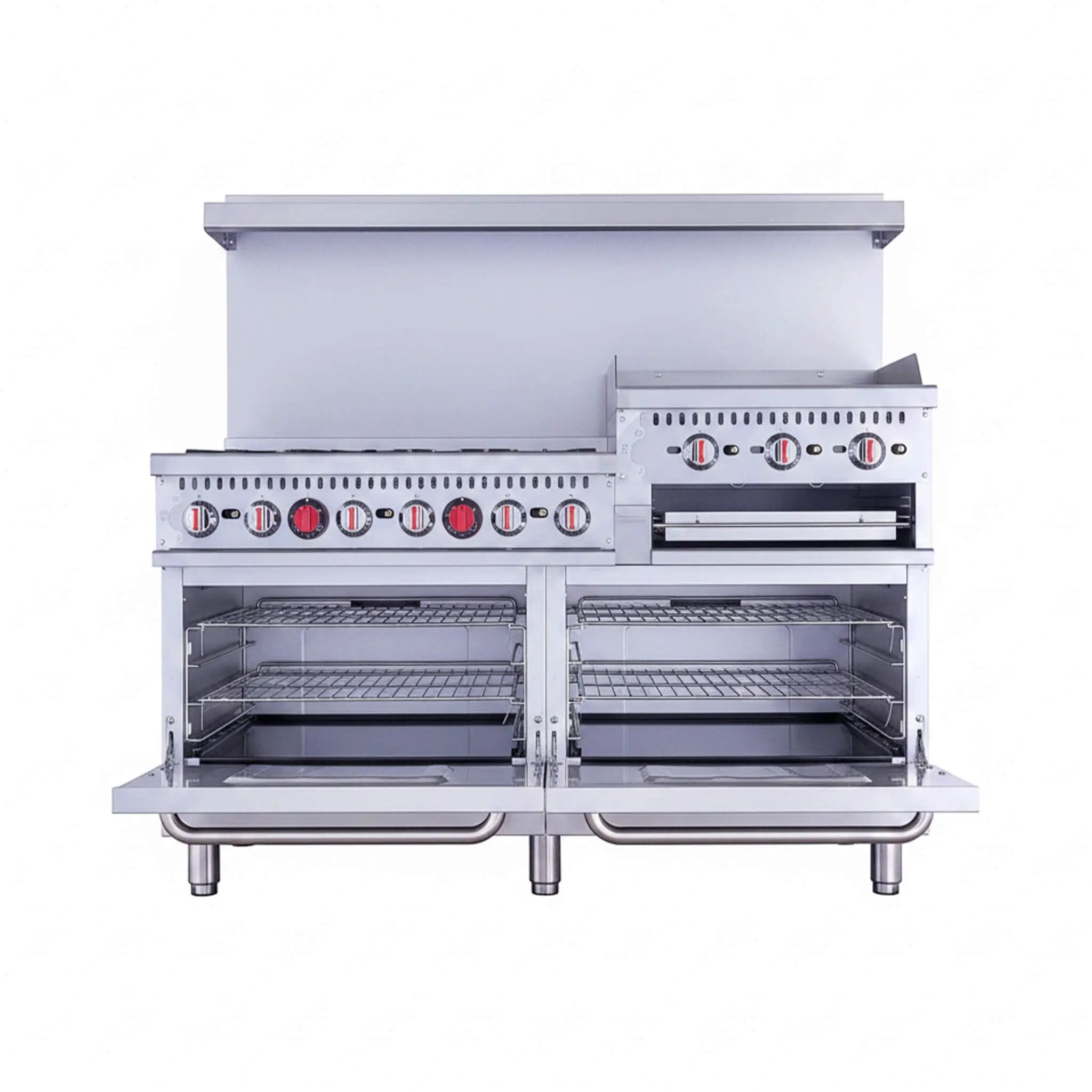 60-Inch Commercial 6-Burner 276K BTU Gas Range With Dual Ovens, Griddle And Salamander (SAK56914) by SAKSBY WHOLESALE