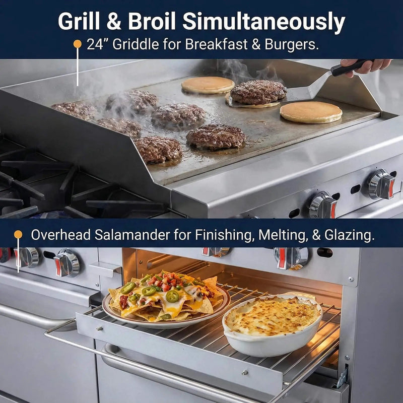 60-Inch Commercial 6-Burner 276K BTU Gas Range With Dual Ovens, Griddle And Salamander (SAK56914) by SAKSBY WHOLESALE