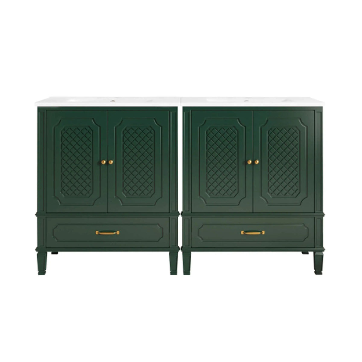 Nuvia 60-Inch Green Vintage Double Sink Vanity With Cabinets And Drawers (SAK26149) by SAKSBY WHOLESALE