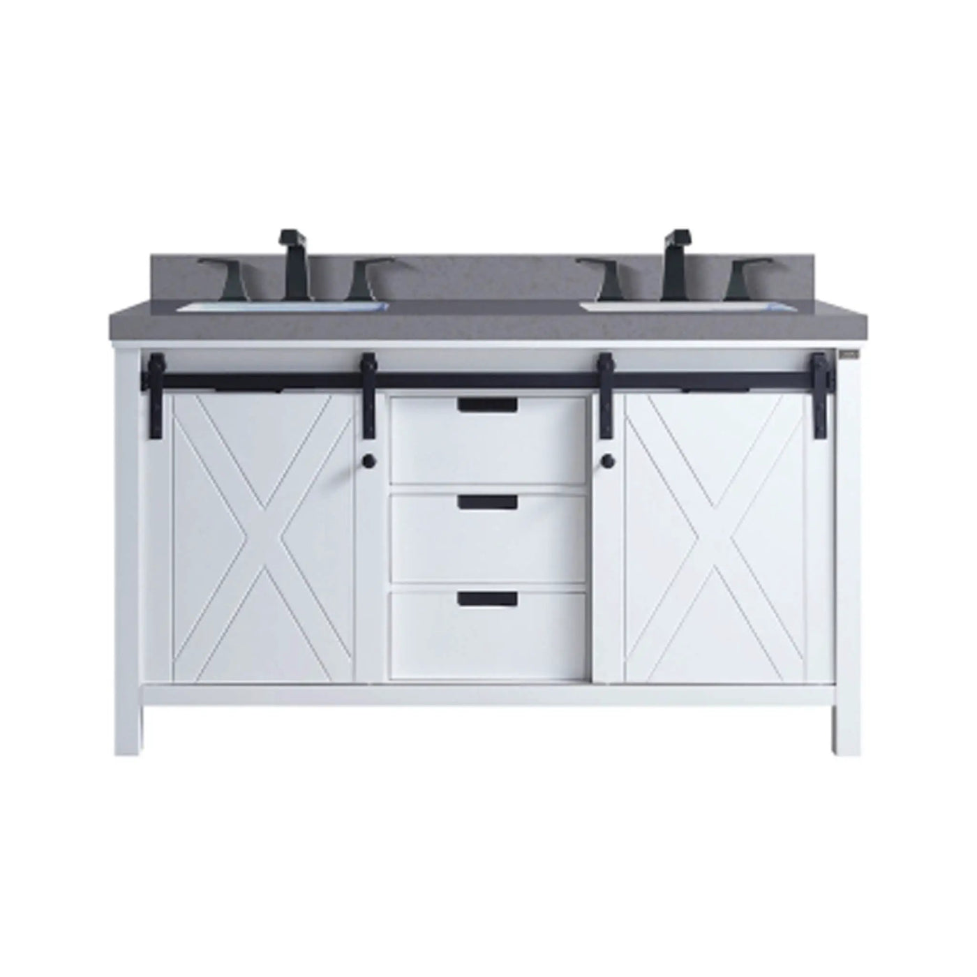 Nuvia White Bathroom Vanity With Gray Quartz Top And Faucet Set (SAK40685) by SAKSBY WHOLESALE