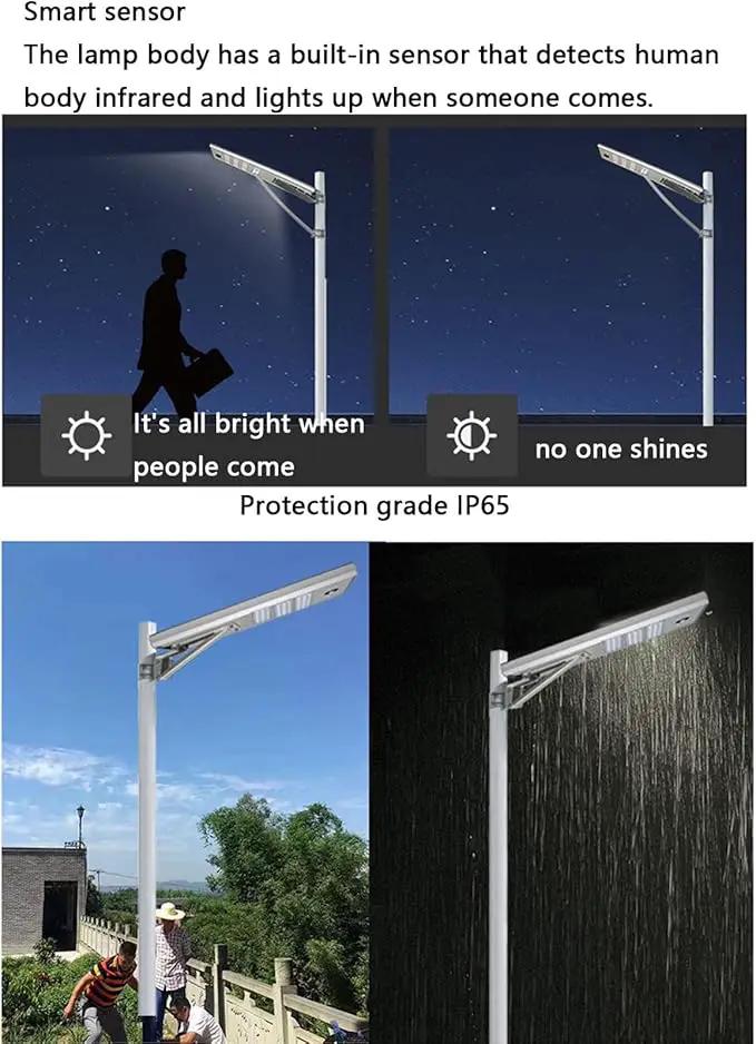 6000W Aluminum Frame LED Integrated Solar Street Light, IP65 Waterproof , Radar Sensor + Light Sensor, Dusk to Dawn Solar by Outdoor Solar Outlet