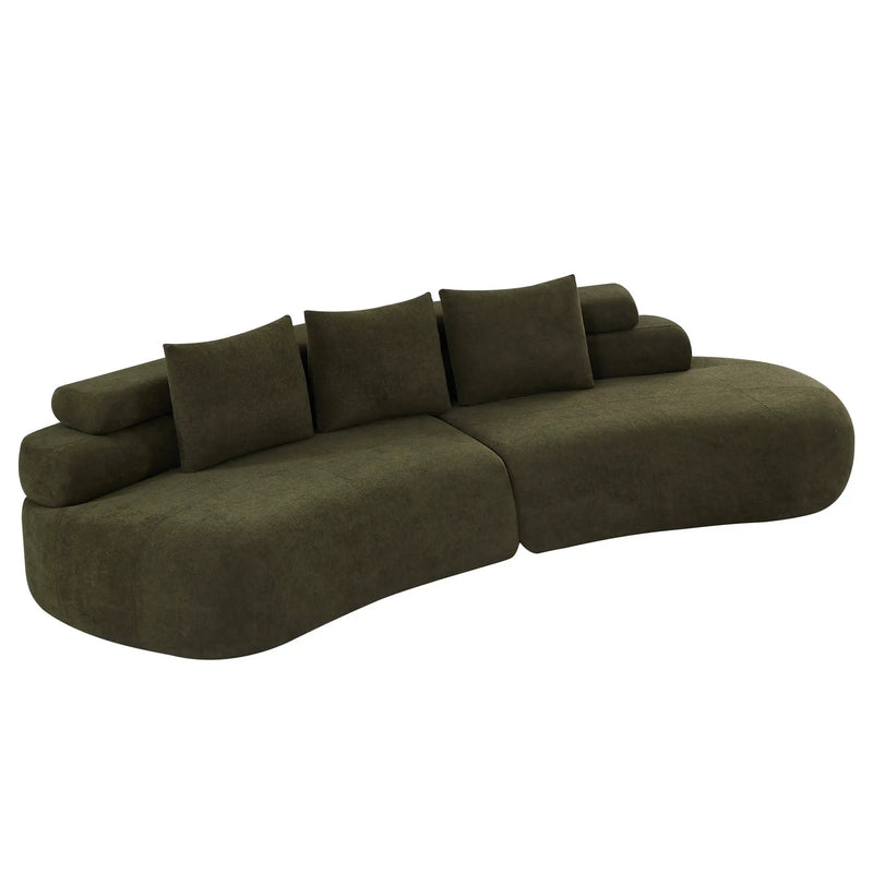 122" Curved Sectional Sofa (Olive Green) by HouseOfZazla