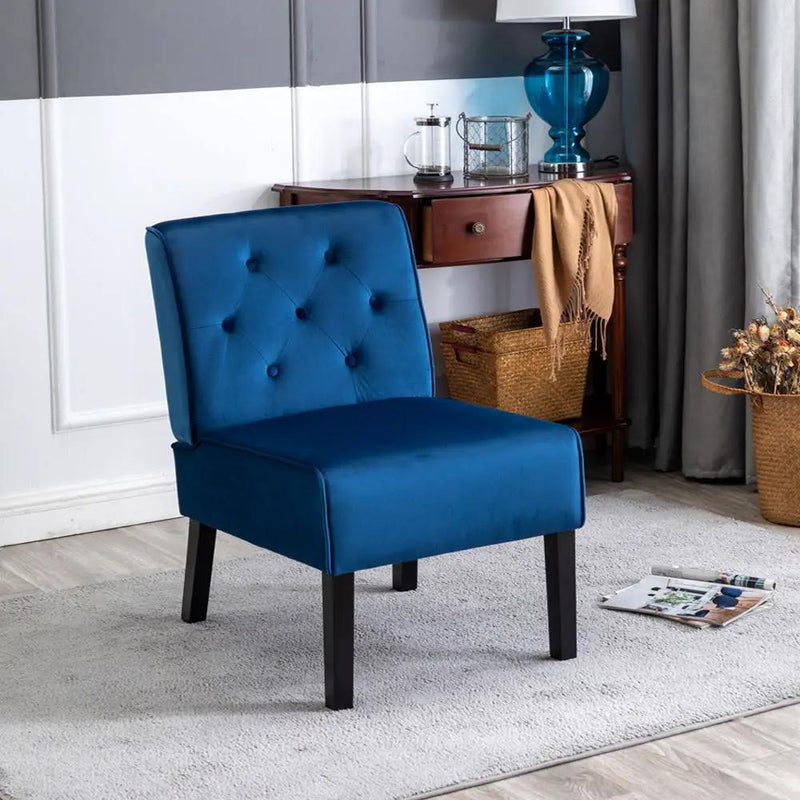 Reese - Living Room Armless Button Tufted Pattern Accent Chair (Set of 2) by HouseOfZazla