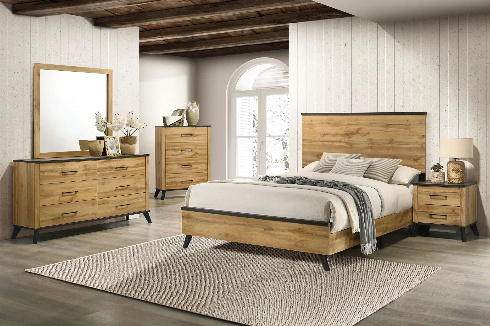Kaywood 52-inch Eastern King Panel Bed Natural Pine by Unique Piece Furniture