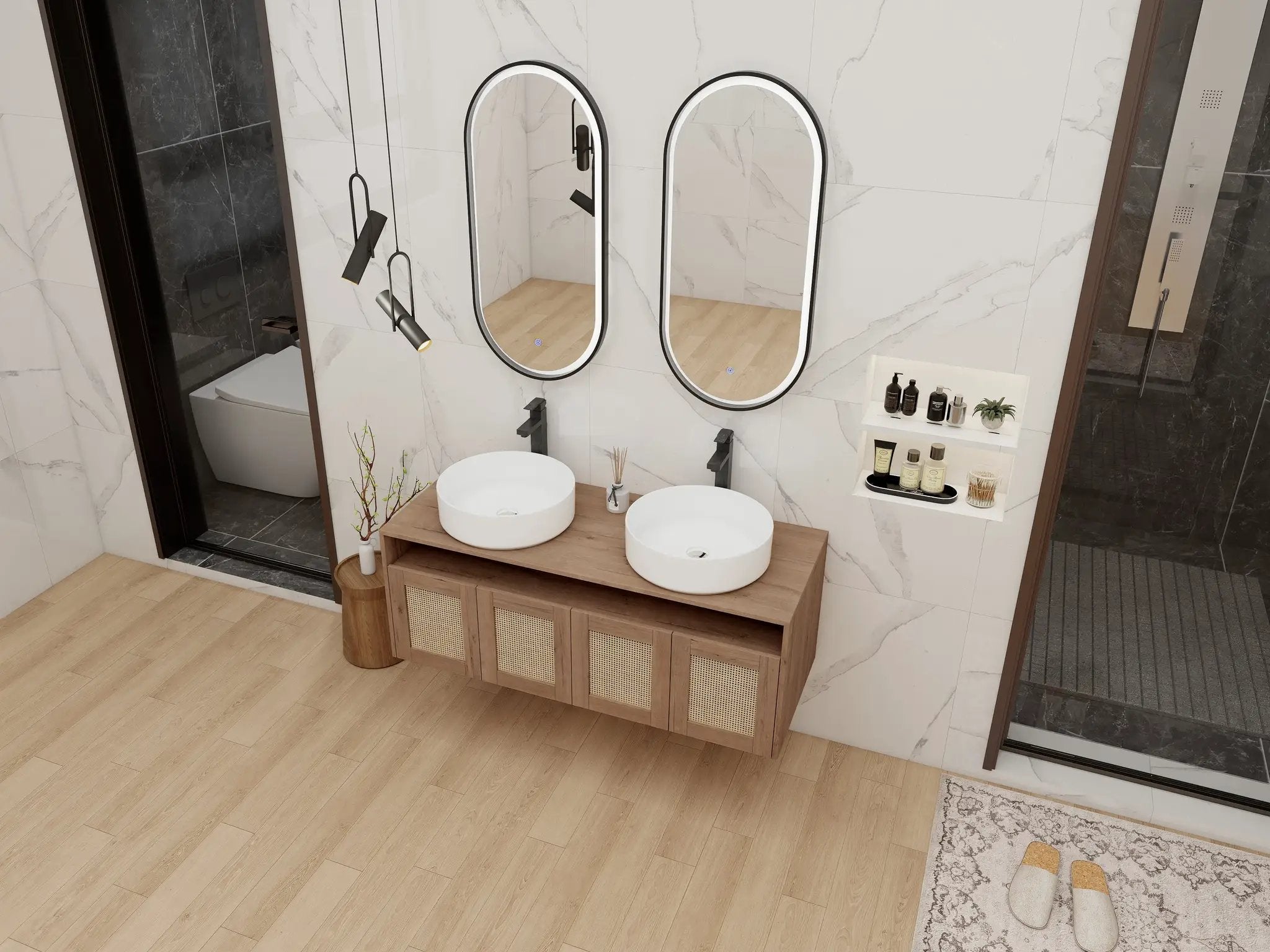 48" Bathroom Vanity with Ceramic Art Sinks by HouseOfZazla