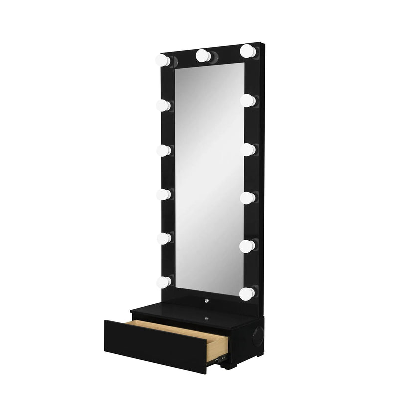 Elisa - Narrow Tall Mirror With Speaker And Drawer by Unique Piece Furniture